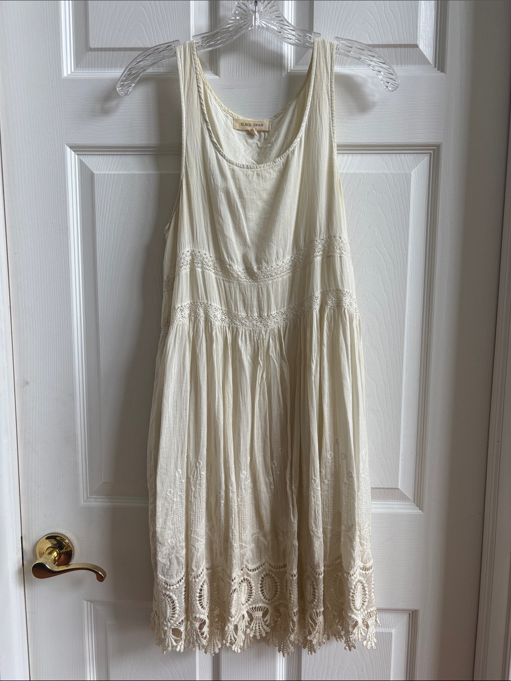 Black Swan Cream Lace-Trim Mini Dress